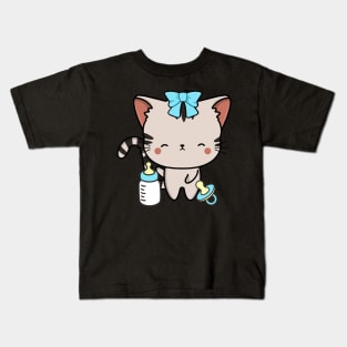 Cute Tabby Cat is a baby Kids T-Shirt